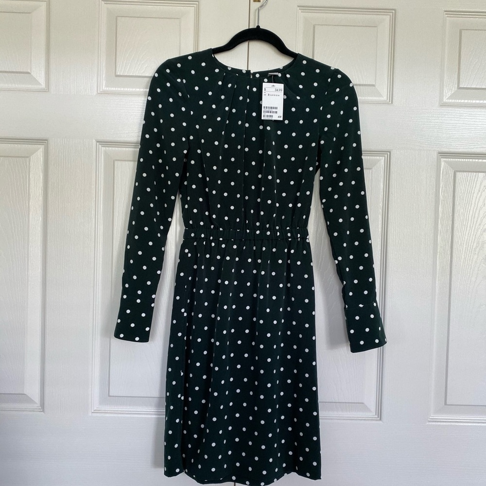 H&M forest green polka dot dress
